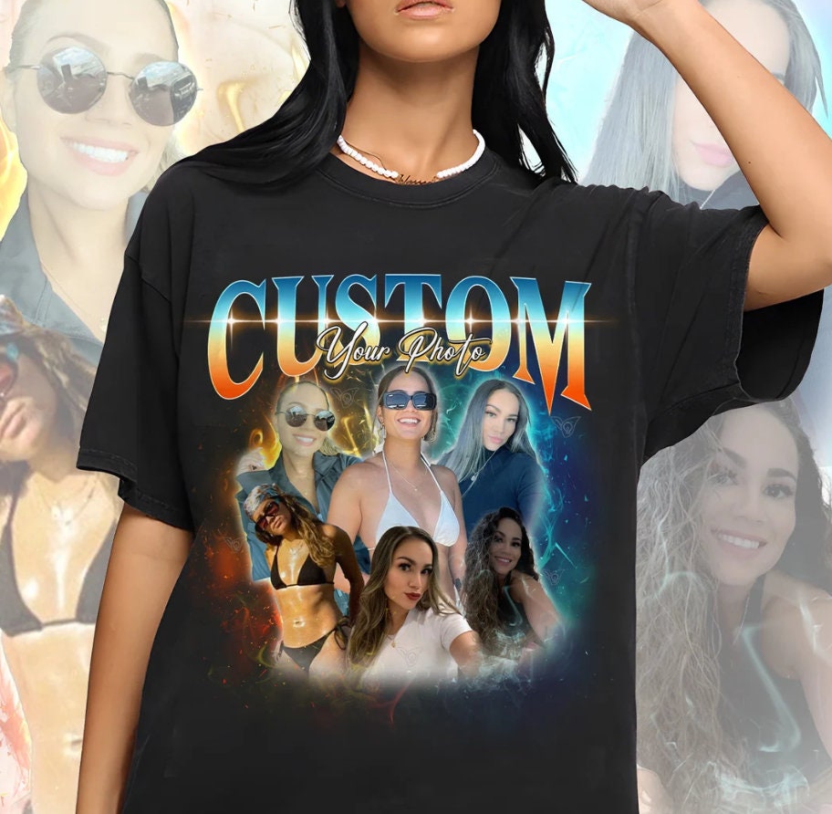 Personalized Custom Boyfriend Girlfriend Shirt, Custom Bootleg Rap Tee, 90s Retro Shirt, Insert Your Name Photo Design, Anniversary Gift