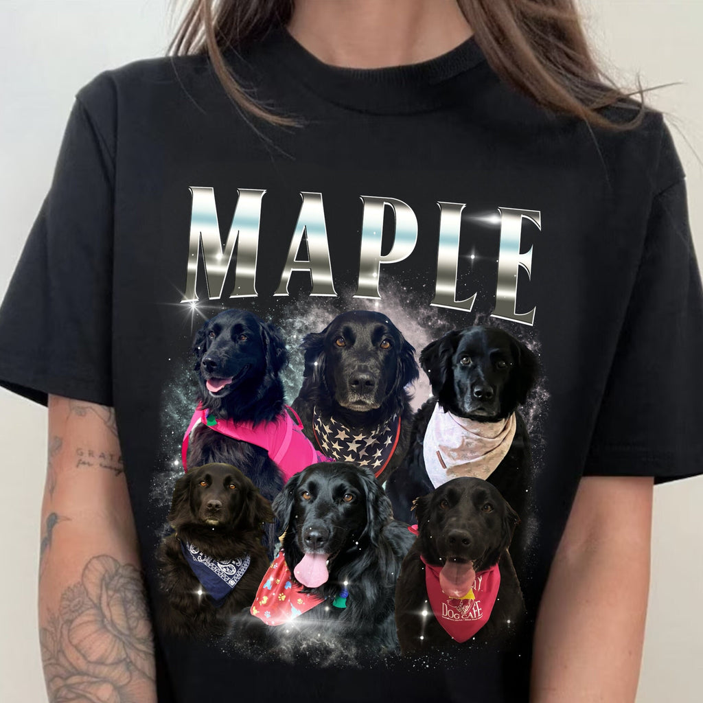 Pet Custom Vintage Washed Shirt, Custom Bootleg Shirt, Dog Remembrance Gift, Dog Personalize Bootleg Retro 90's Tee Gift For Her