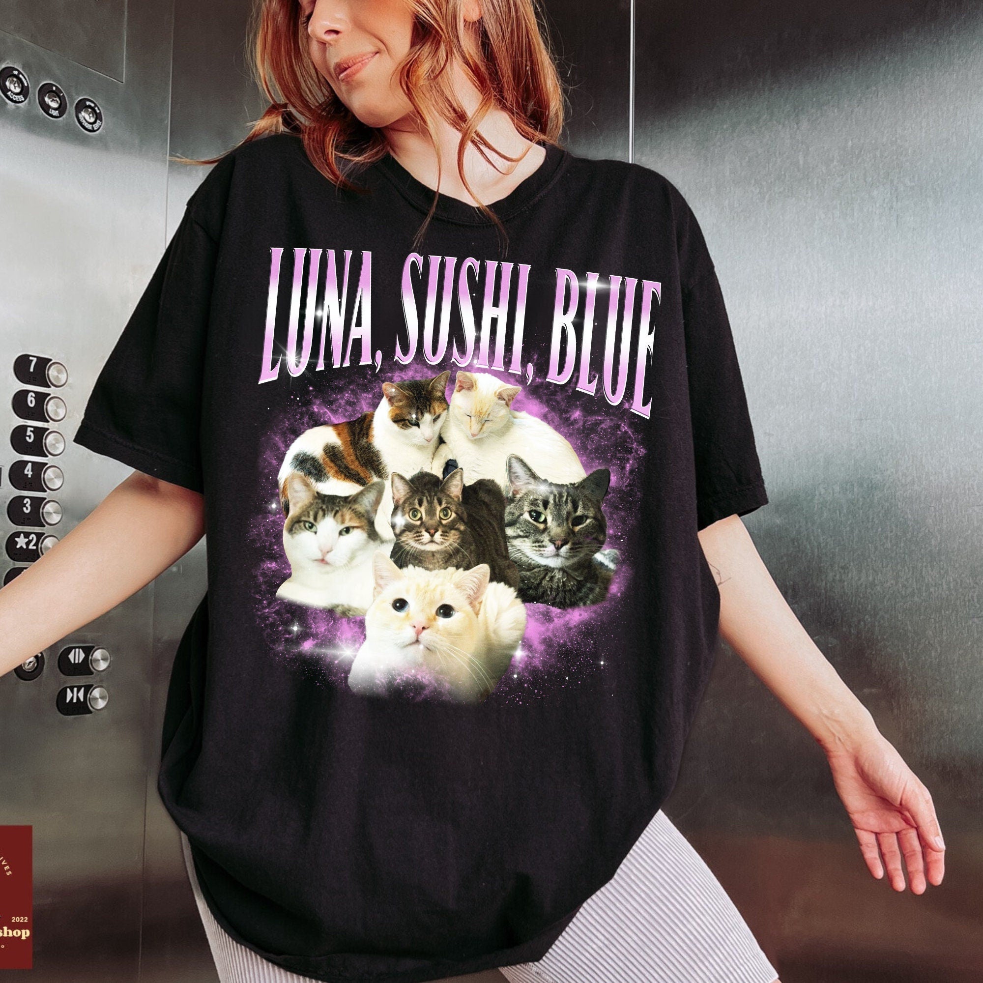 Custom Comfort Colors Retro Cat Shirt, Personalized Pet, Custom Photo 90's Graphic Tee, Bootleg Rap Dog Shirt, Custom Shirt, Custom Bootleg