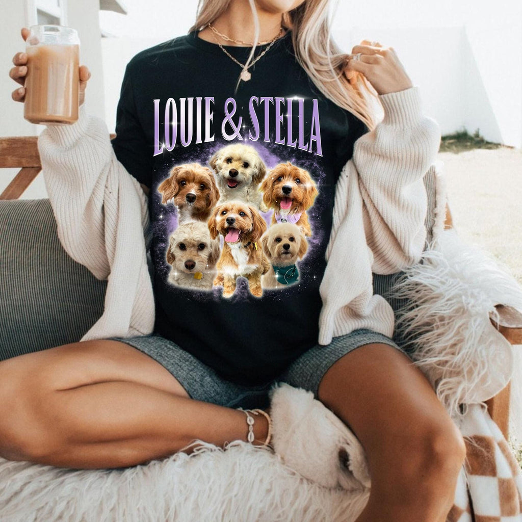 Custom Dog Vintage Washed Shirt, Dog Personalize Bootleg Retro 90's Tee Gift For Her, Custom Dog Graphic 90's Unisex Shirt, Pet Owners Shirt