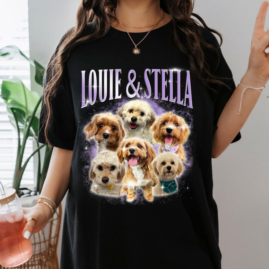 Custom Dog Vintage Washed Shirt, Dog Personalize Bootleg Retro 90's Tee Gift For Her, Custom Dog Graphic 90's Unisex Shirt, Pet Owners Shirt