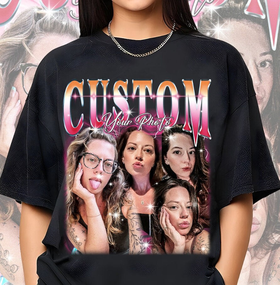 Personalized Custom Boyfriend Girlfriend Shirt, Custom Bootleg Rap Tee, 90s Retro Shirt, Insert Your Name Photo Design, Anniversary Gift