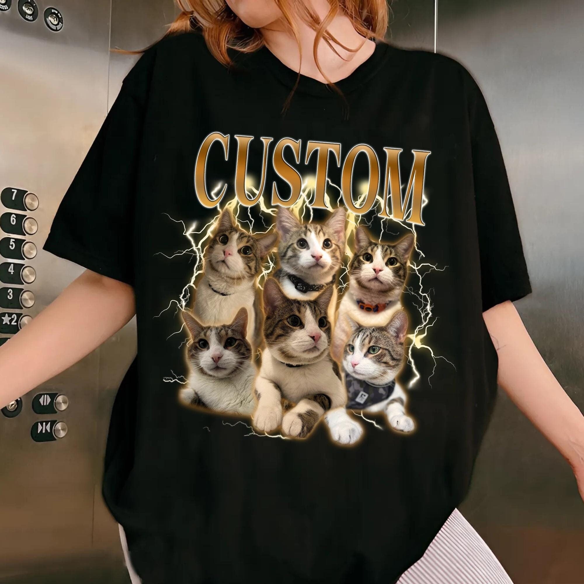 Personalized Cat Bootleg Rap Tee, Custom Vintage Pet Shirt - Retro 90s Graphic T-Shirt, Cat Lover Apparel, Custom Pet Face Design