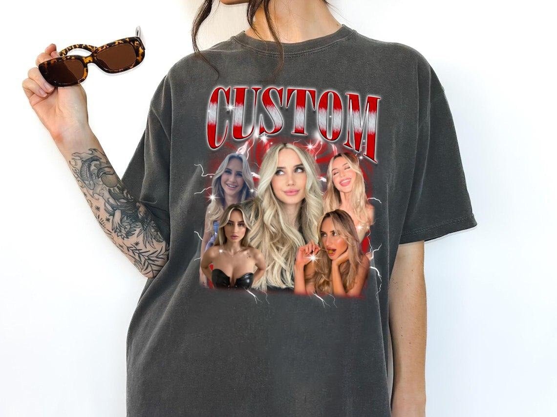Custom Photo Vintage Graphic 90s Shirts, Comfort Colors Custom Your Own Shirt, Custom Bootleg Tee, Insert Your Design, Custom Girlfriend Tee