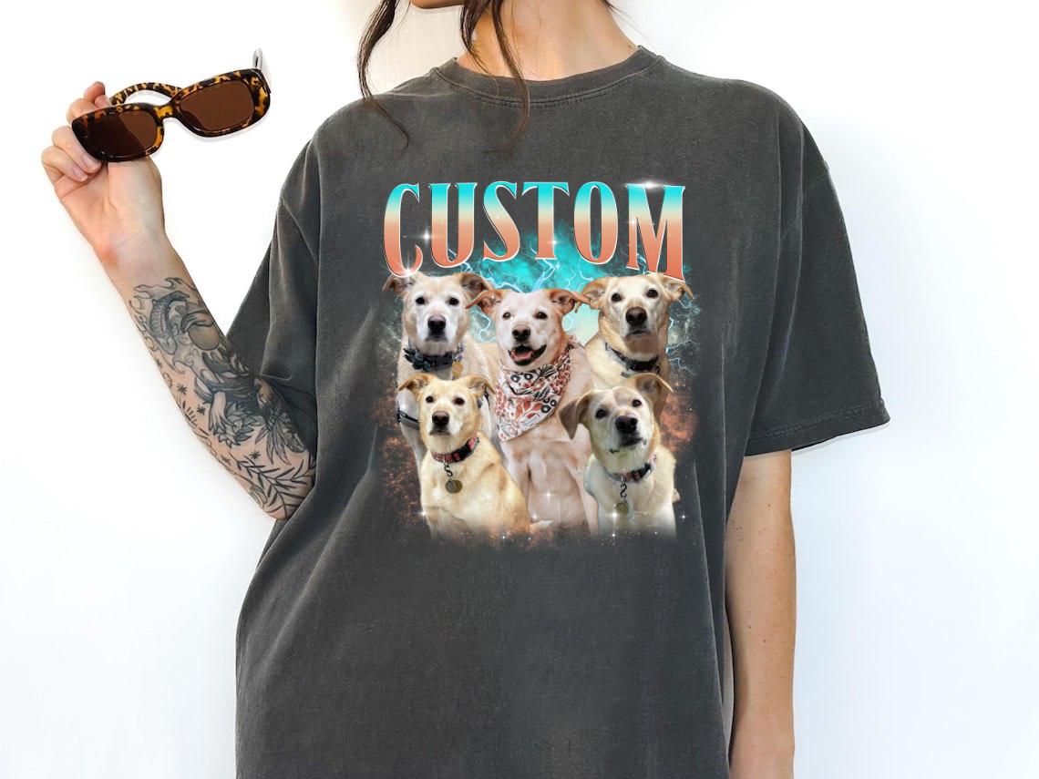 Comfort Colors® Custom Retro Dog Shirt, Custom Photo Vintage 90s Graphic, Bootleg Rap Dog Shirt, Personalized Pet Tee, Custom Dog Shirt