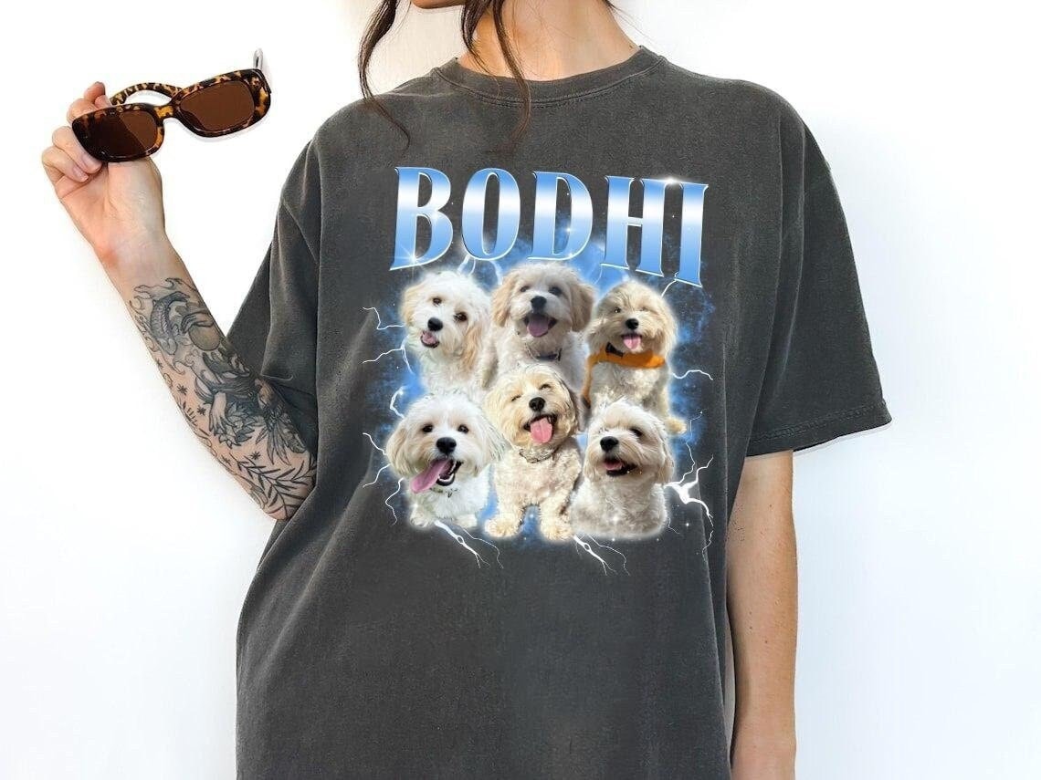 Personalize Bootleg Tee, Dog shirt, Pet Shirt, Bootleg Shirt, Custom Photo Tee Dog, Personalized Birthday Bootleg Gifts, Gifts for Mom Dad
