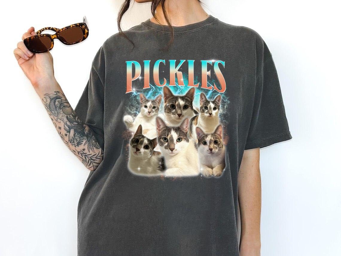 Custom Comfort Colors Vintage Pet Shirt, Personalized Pet Tee, Custom Photo 90s Graphic, Bootleg Rap Dog Shirt, Custom Cat Shirt 90's Tee