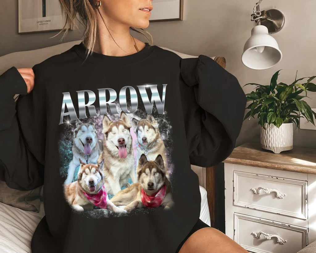 Custom Bootleg Rap Shirt, Vintage Pet Shirt, Custom Pet Dog Sweatshirt, Personalized Pet Shirt, Custom Photo Vintage 90s Graphic
