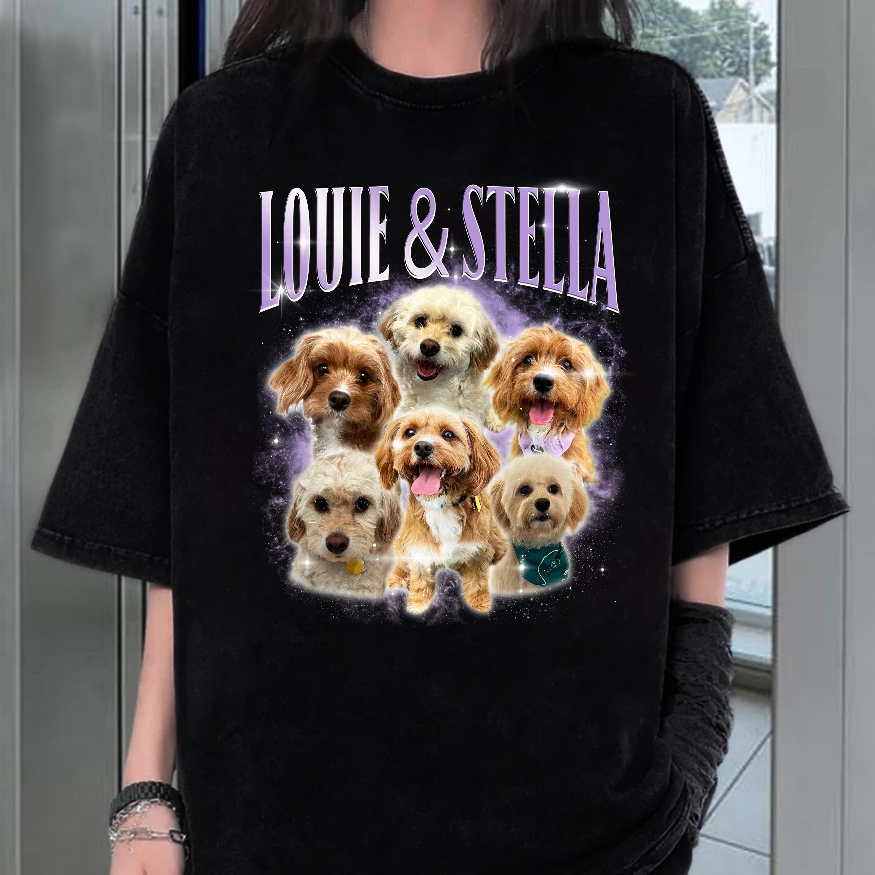Custom Dog Vintage Washed Shirt, Dog Personalize Bootleg Retro 90's Tee Gift For Her, Custom Dog Graphic 90's Unisex Shirt, Pet Owners Shirt