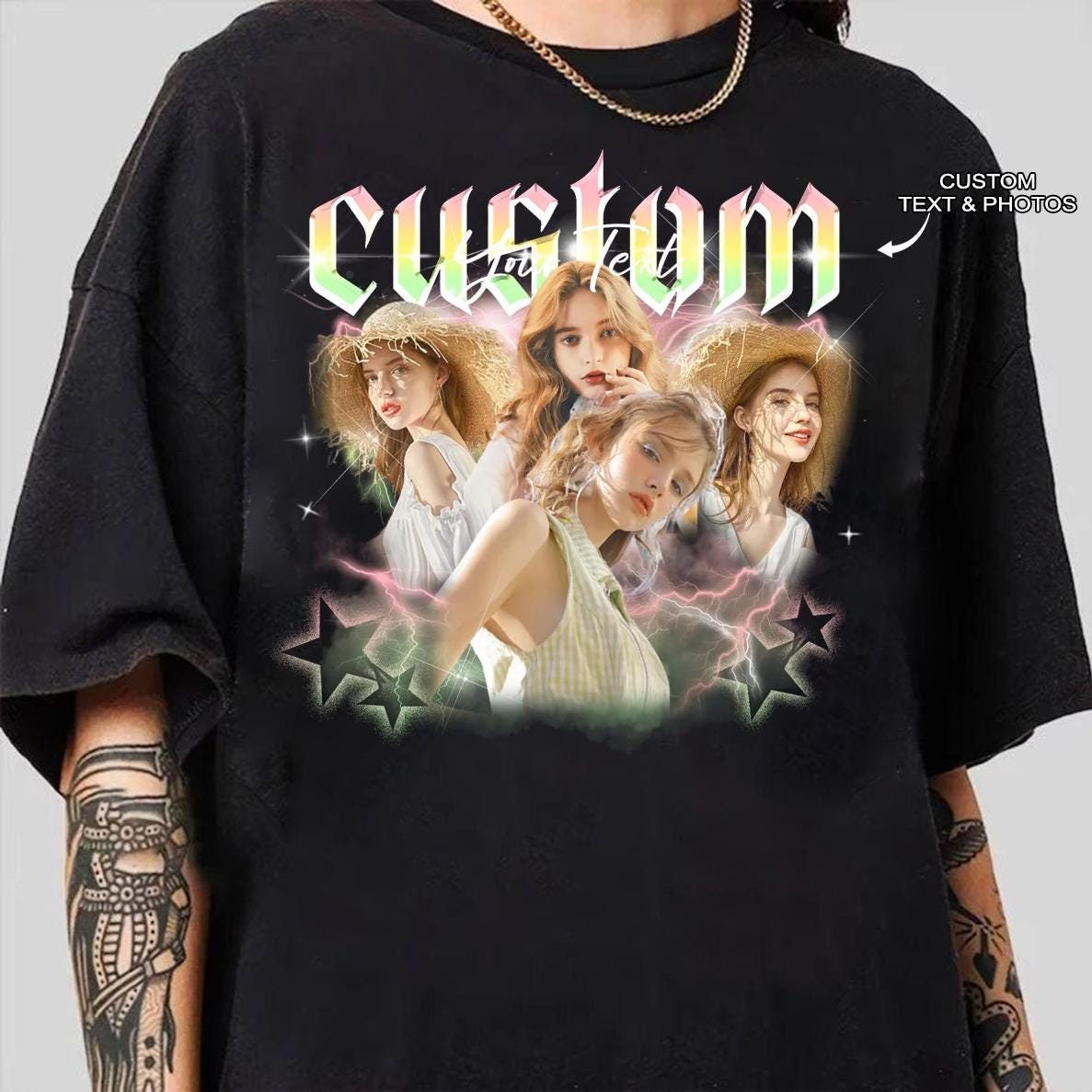 Custom Girlfriend T-Shirt, Custom 90s Shirt With Girlfriend Face Photo Vintage Shirts, Vintage Graphic Wife Shirt, Gifts For Him, Bday Gifts