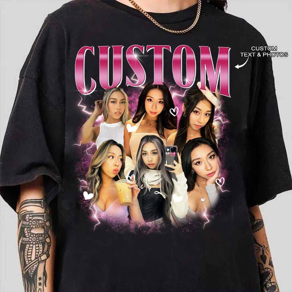 Custom Girlfriend T-Shirt, Custom 90s Shirt With Girlfriend Face Photo Vintage Shirts, Vintage Graphic Wife Shirt, Valentine Gifts For Him