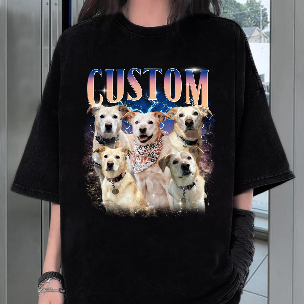 Custom Bootleg Rap Shirt, Vintage Pet Shirt, Custom Pet Dog Sweatshirt, Personalized Pet Shirt, Custom Photo Vintage 90s Graphic