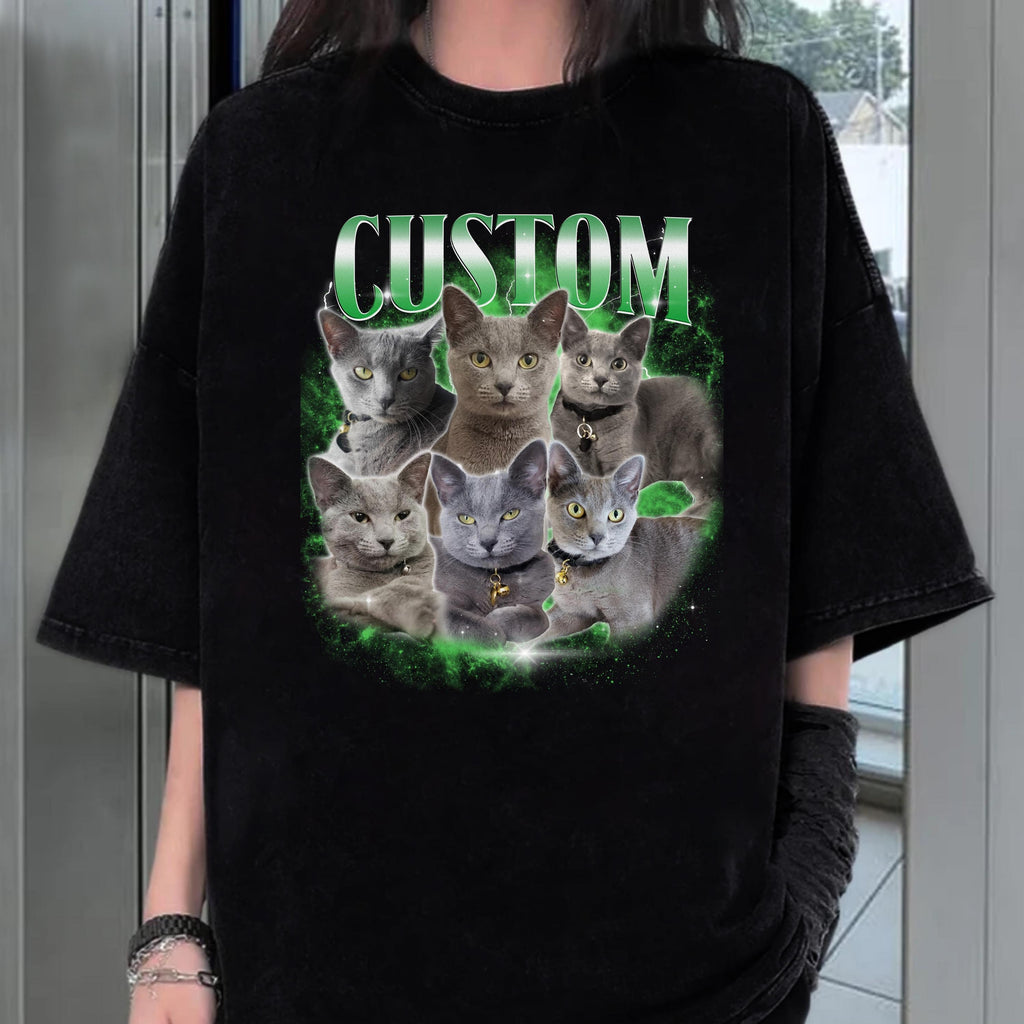 Custom Comfort Colors Retro Cat Shirt, Personalized Pet, Custom Photo 90's Graphic Tee, Bootleg Rap Dog Shirt, Custom Shirt, Custom Bootleg