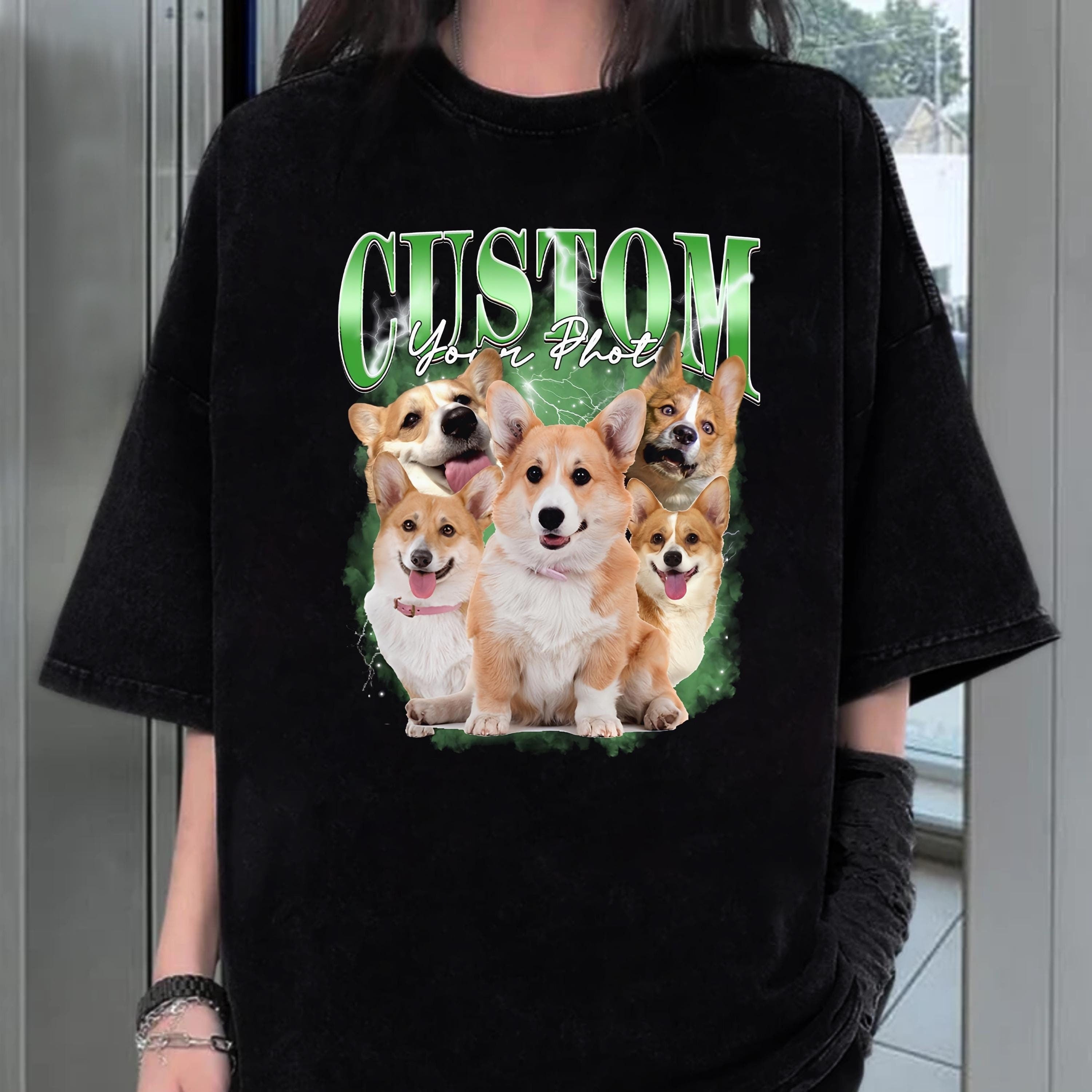 Custom Vintage Pet Shirt - Personalized Dog Bootleg Rap Tee, Dog Lover Apparel, Custom Pet Face Design, Retro 90s Graphic T-Shirt