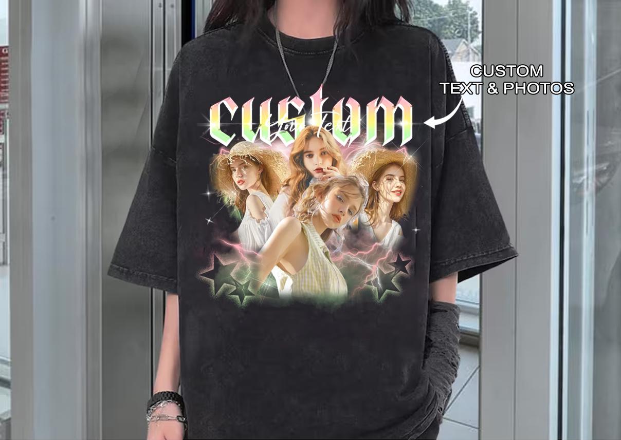 Custom Girlfriend T-Shirt, Custom 90s Shirt With Girlfriend Face Photo Vintage Shirts, Vintage Graphic Wife Shirt, Gifts For Him, Bday Gifts