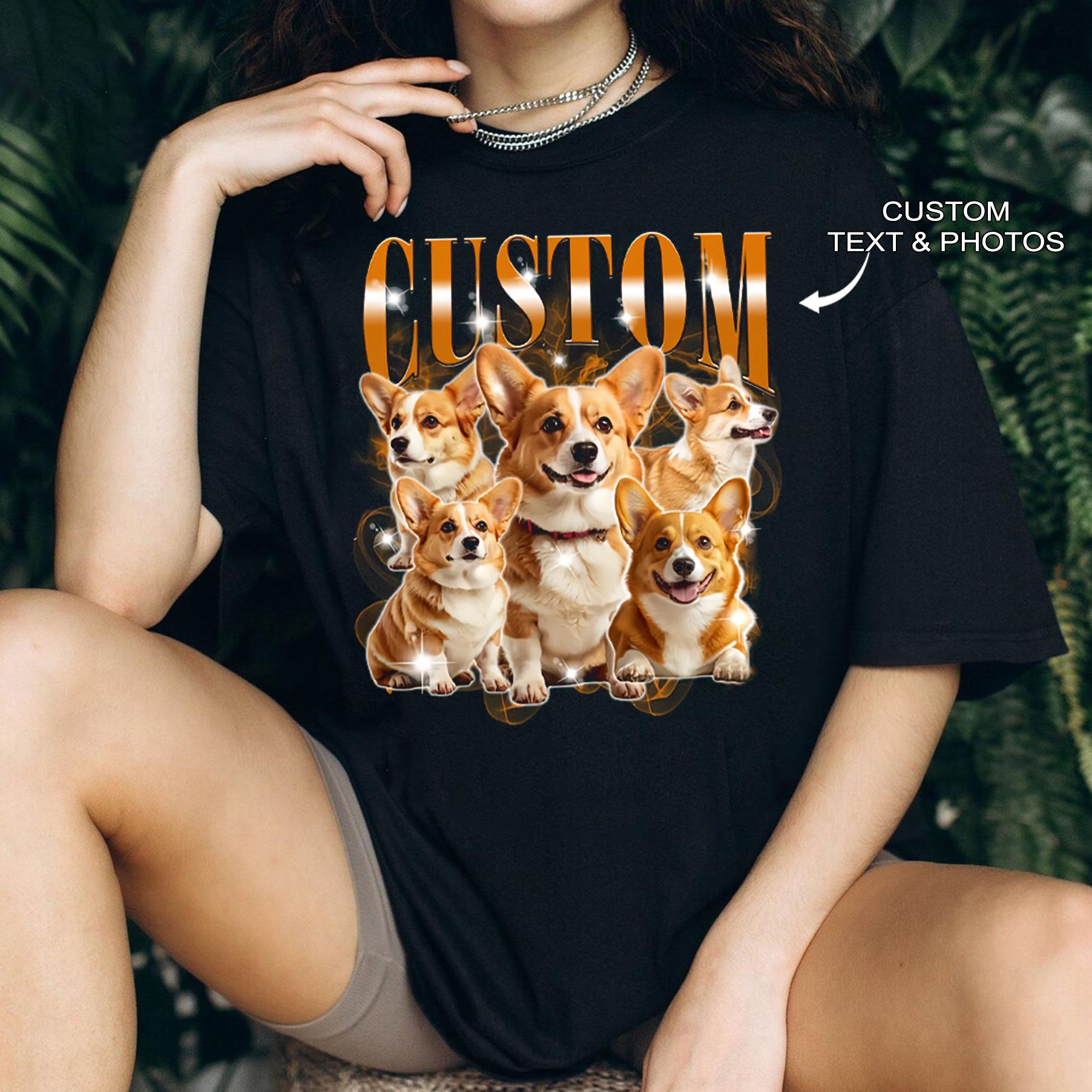 Comfort Colors Custom Vintage Bootleg Pet Shirt, Pet Photo + Name, Custom Dog Portrait, Personalized Shirt, Pet Gifts