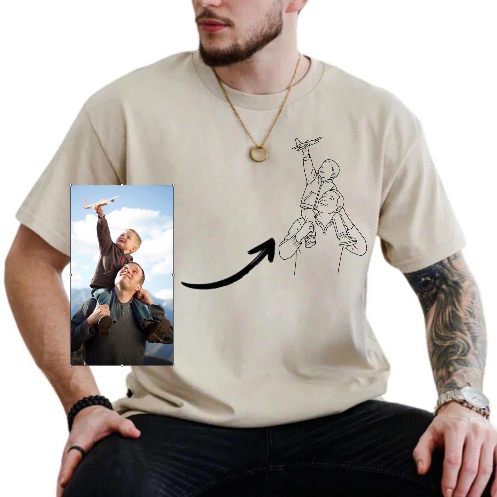 Personalized Dad Portrait Photo For Dad Comfort Color Shirt, Fathers Day Gifts, Father's Day Shirt, Gift for Dad, Shirt, Dad Birthday Gifts