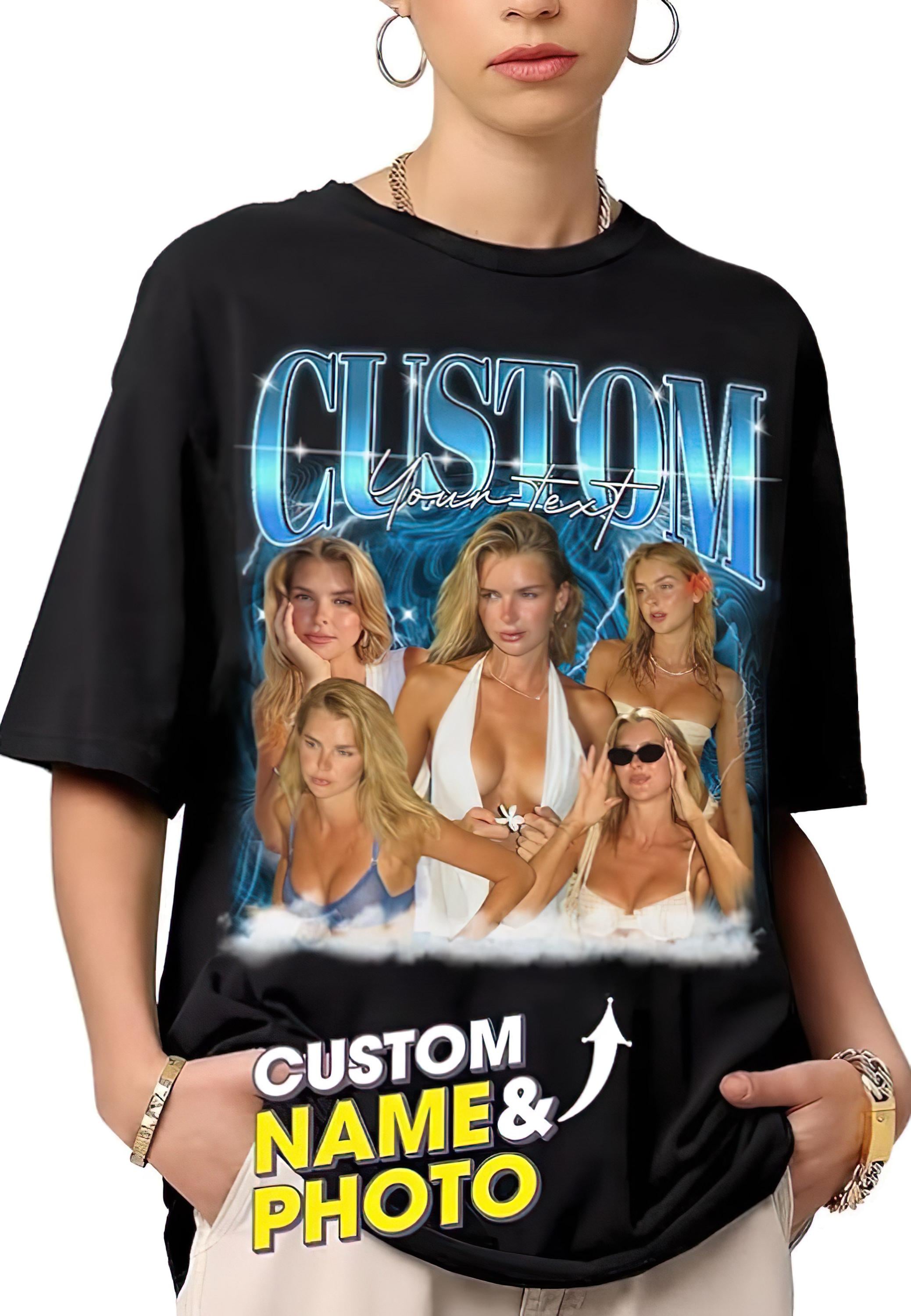 Custom Graphic Photo Vintage Comfort Color Tee, Personalize Birthday Bootleg Gifts, Family Bootleg Graphic Shirt, Personalized Gift for Her