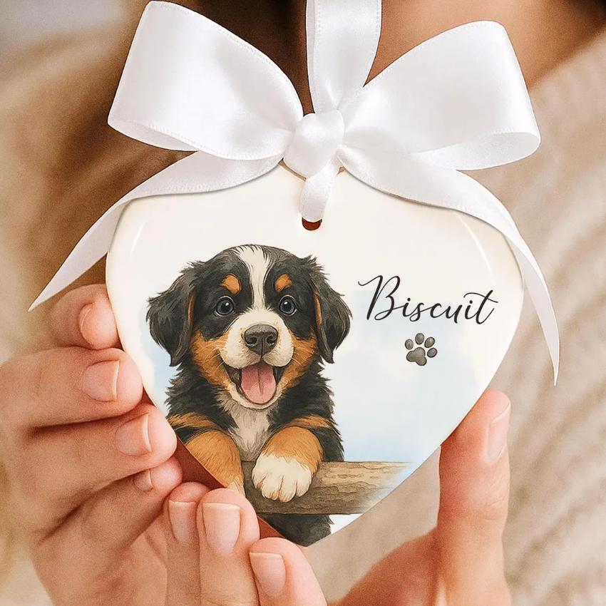 Custom Memorial Keepsake: Personalized Watercolor Pet Photo Ornament