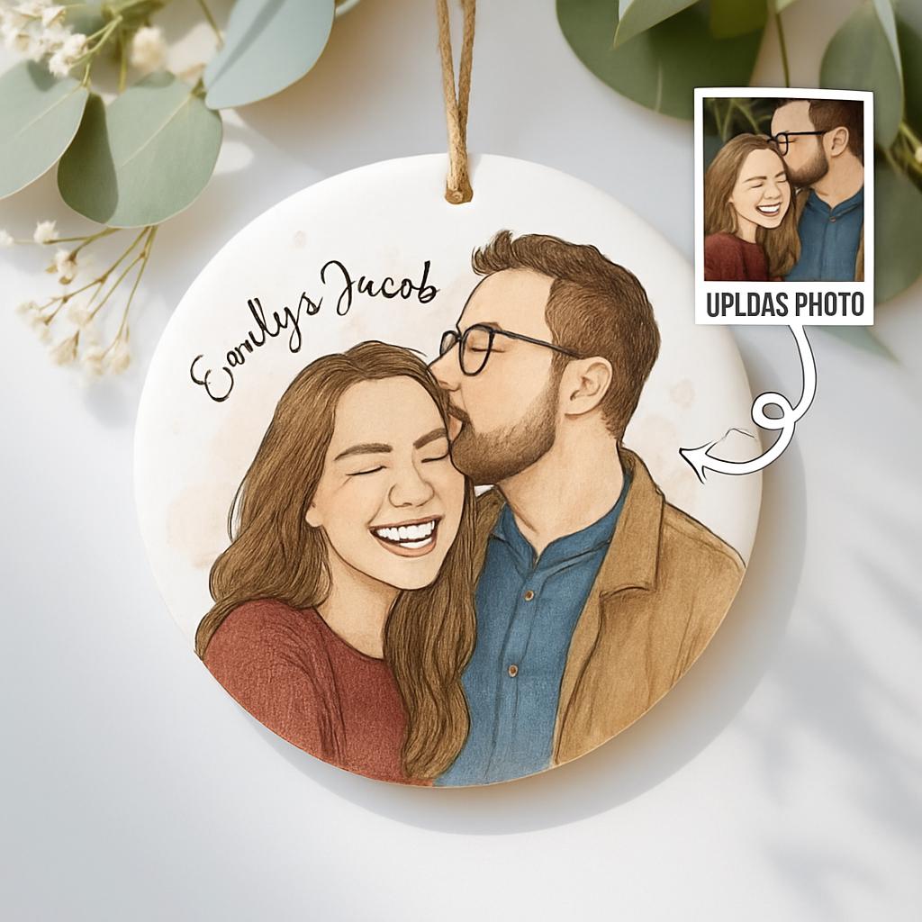 Personalized Watercolor Ornaments, Best Friend Gift, Family Portrait Ornament, Couple Ornament, Custom Photo Ornament, Bestie Gift