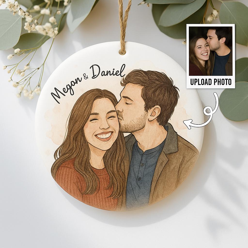 Personalized Watercolor Ornaments, Best Friend Gift, Family Portrait Ornament, Couple Ornament, Custom Photo Ornament, Bestie Gift