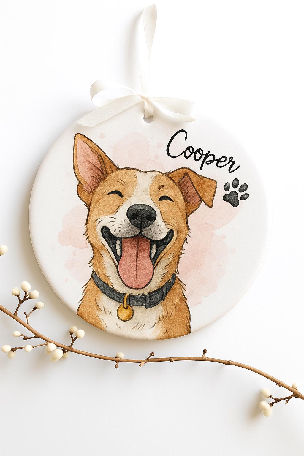 Custom Memorial Keepsake: Personalized Watercolor Pet Photo Ornament