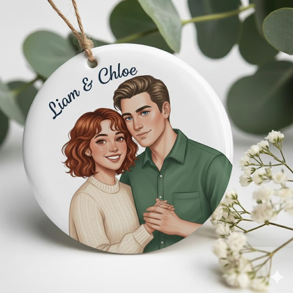 Personalized Engagement Gift for Couples, Romantic Whimsical Ceramic, Married Ornament, Wedding Gift for Newlyweds, Anniversary Gifts
