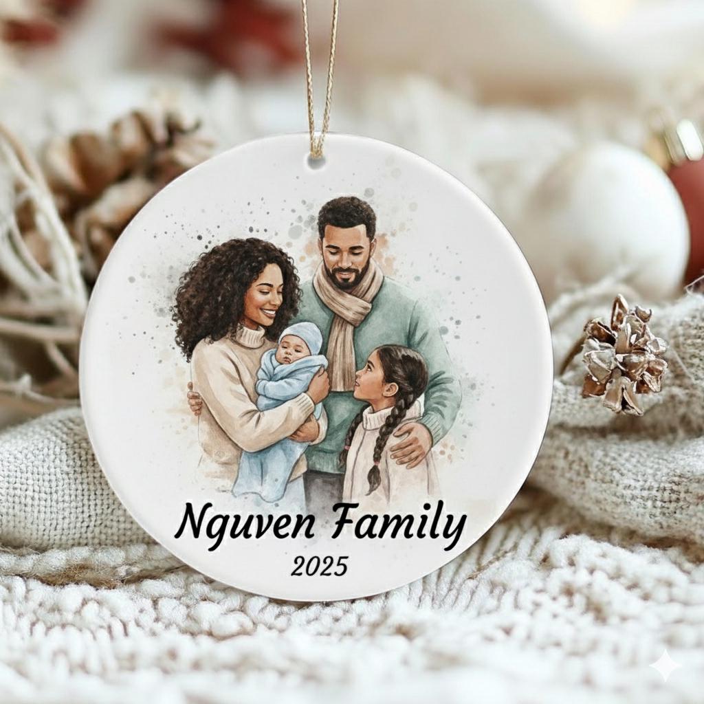 Personalized Watercolor Ornaments, Family Portrait Ornament, Couple Watercolor Ornament, Couple Ornament, Bestie Gift, Custom Photo