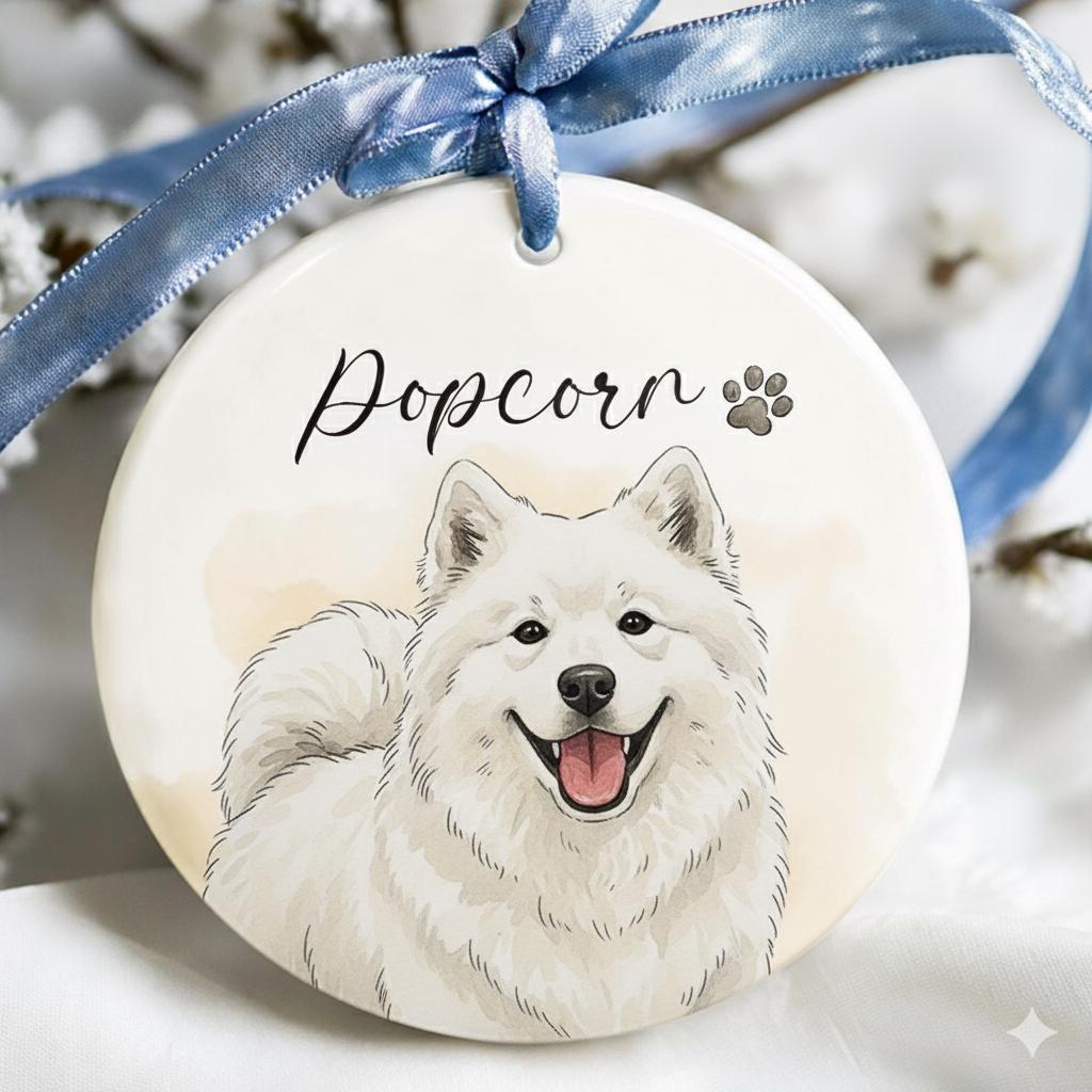 Custom Memorial Keepsake: Personalized Watercolor Pet Photo Ornament