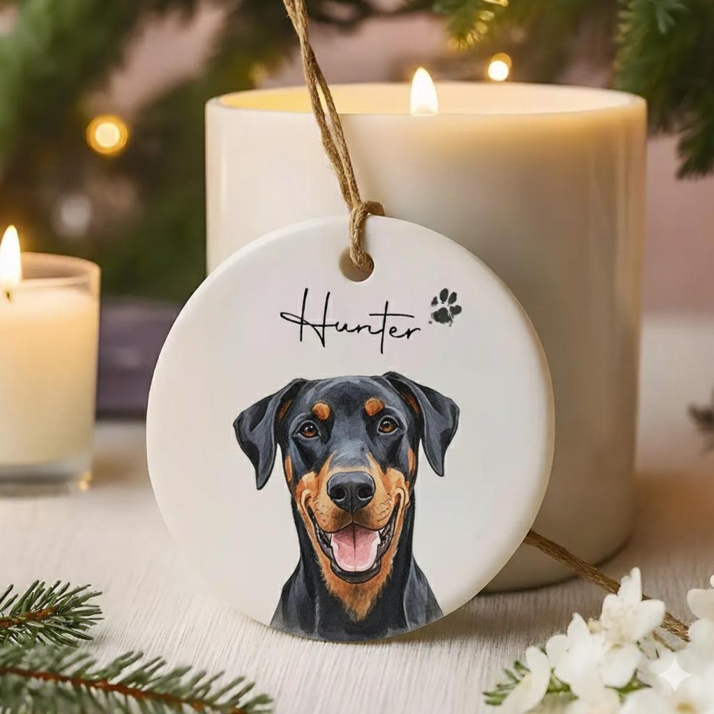 Personalized Watercolor Pet Photo Ornament, Custom Ornament, Memorial Ornament, Pet Memorial Gifts