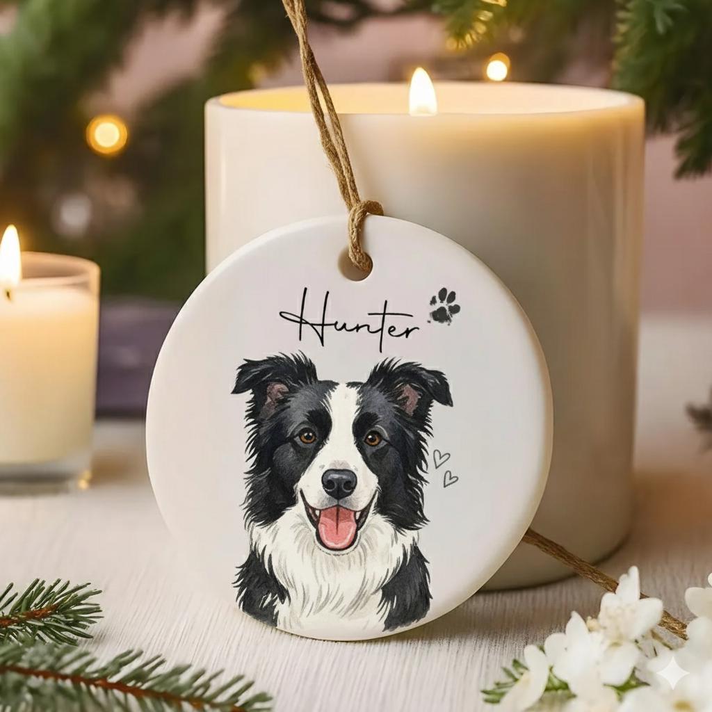 Personalized Watercolor Pet Photo Ornament, Custom Ornament, Memorial Ornament, Pet Memorial Gifts