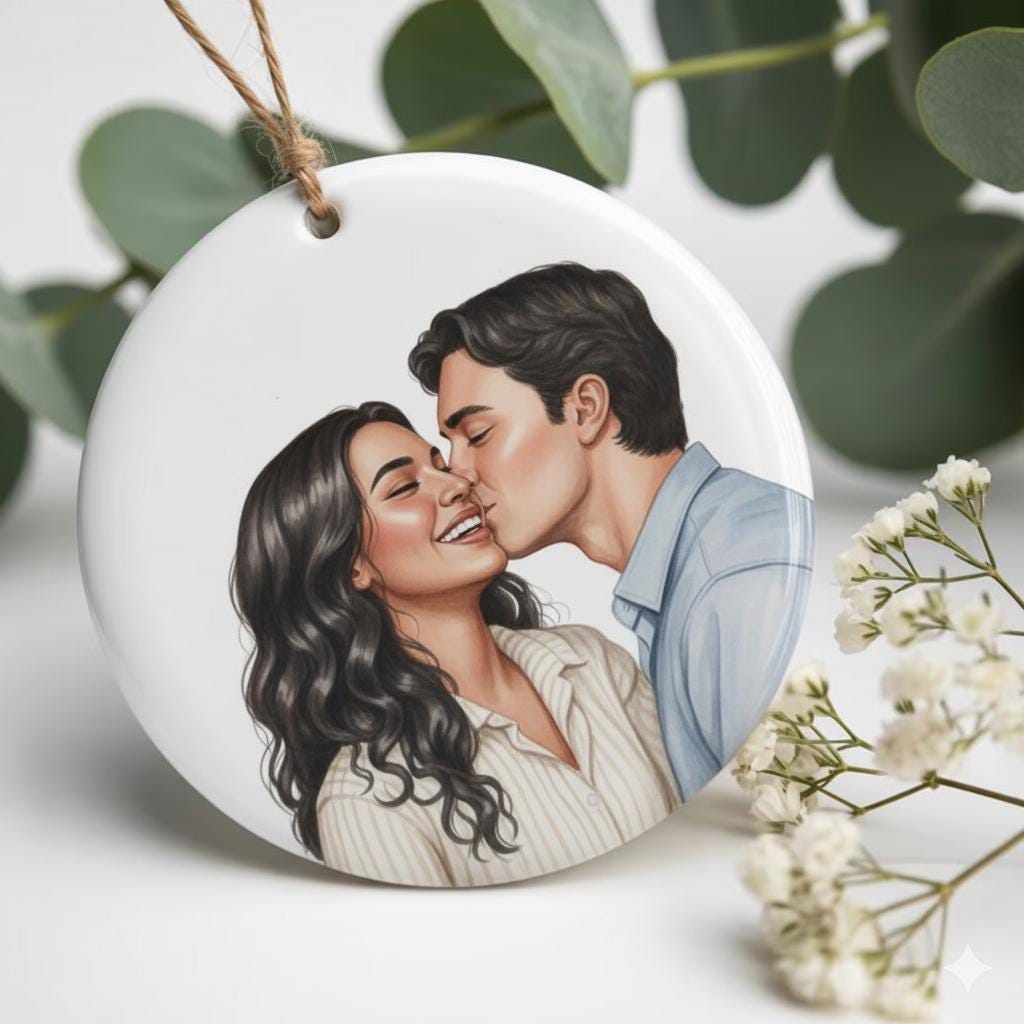 Personalized Engagement Gift for Couples, Romantic Whimsical Ceramic, Married Ornament, Wedding Gift for Newlyweds, Anniversary Gifts