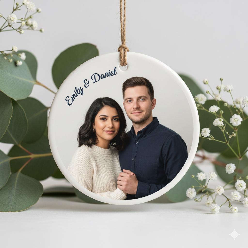 Personalized Engagement Gift for Couples, Romantic Whimsical Ceramic, Married Ornament, Wedding Gift for Newlyweds, Anniversary Gifts