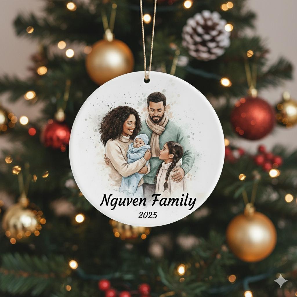 Personalized Watercolor Ornaments, Family Portrait Ornament, Couple Watercolor Ornament, Couple Ornament, Bestie Gift, Custom Photo