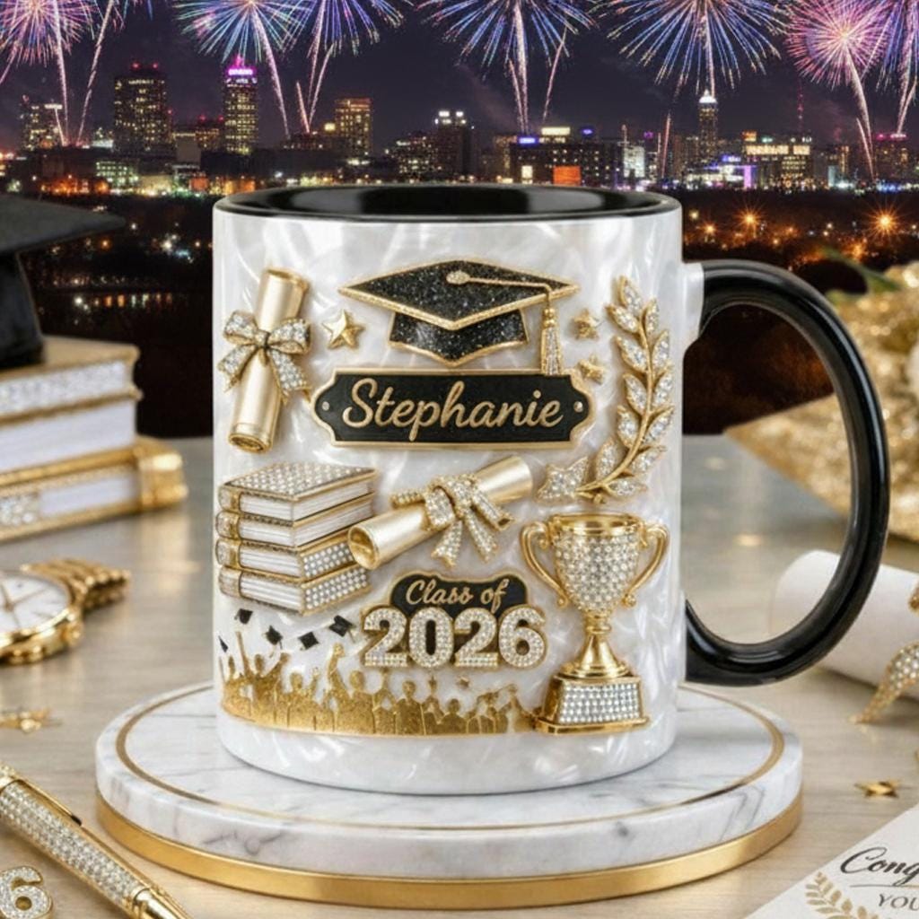 Custom Name Graduation 3D Effect Coffee Mug, Grads Gift For Daughter From Mom Dad, Class Of 2026, Graduation Mug Gift For Her