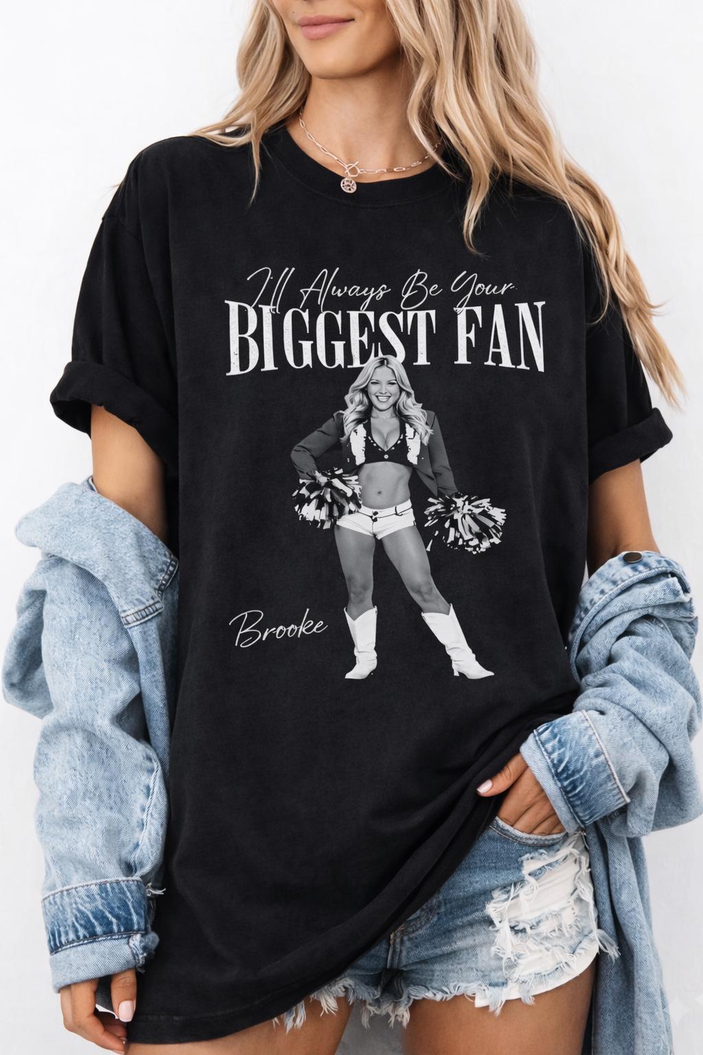 Your Photo Custom Shirt, I'll Always Be Your Biggest Fan, Washed Tee Retro Bootleg Shirt For Football Lover, Your Own Picture Idea
