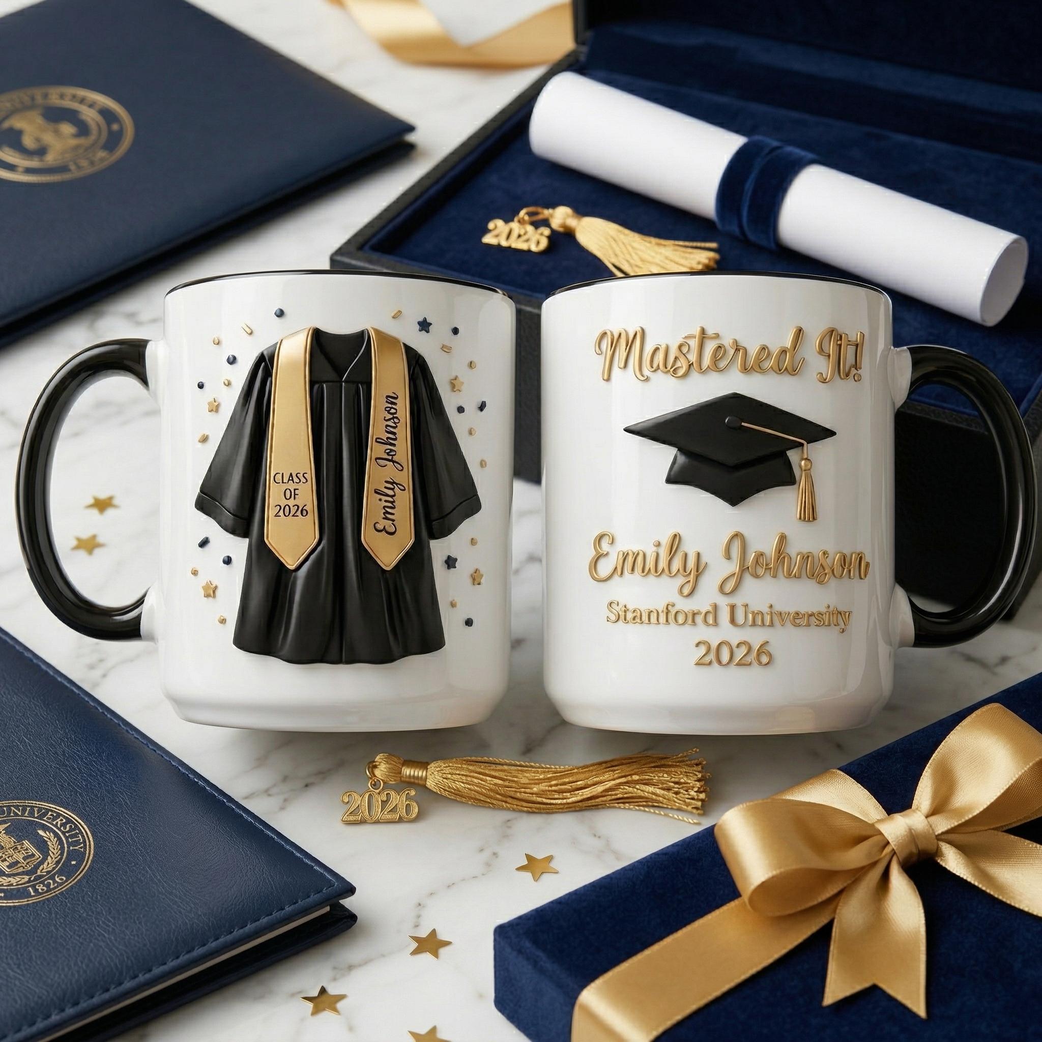 Custom Graduation Mug, Class of 2026, Mastered It Coffee Cup, Personalized Gift