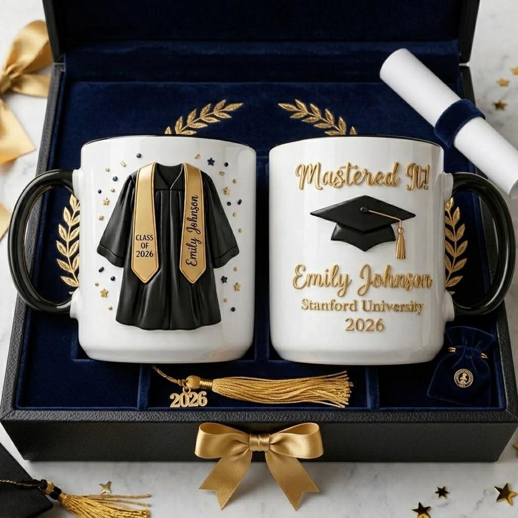 Custom Graduation Mug, Class of 2026, Mastered It Coffee Cup, Personalized Gift