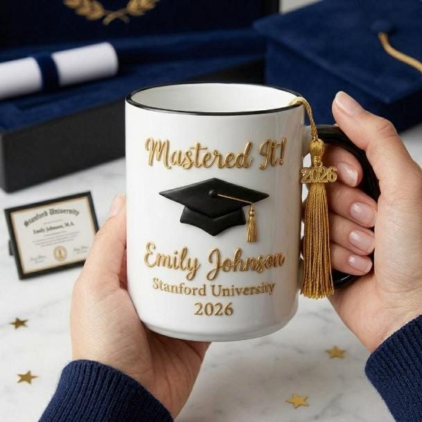 Custom Graduation Mug, Class of 2026, Mastered It Coffee Cup, Personalized Gift