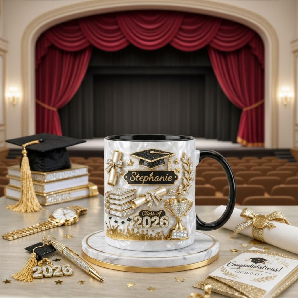 Custom Name Graduation 3D Effect Coffee Mug, Grads Gift For Daughter From Mom Dad, Class Of 2026, Graduation Mug Gift For Her