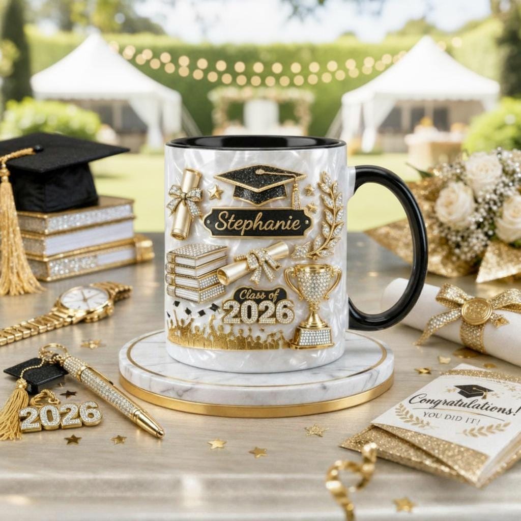 Custom Name Graduation 3D Effect Coffee Mug, Grads Gift For Daughter From Mom Dad, Class Of 2026, Graduation Mug Gift For Her