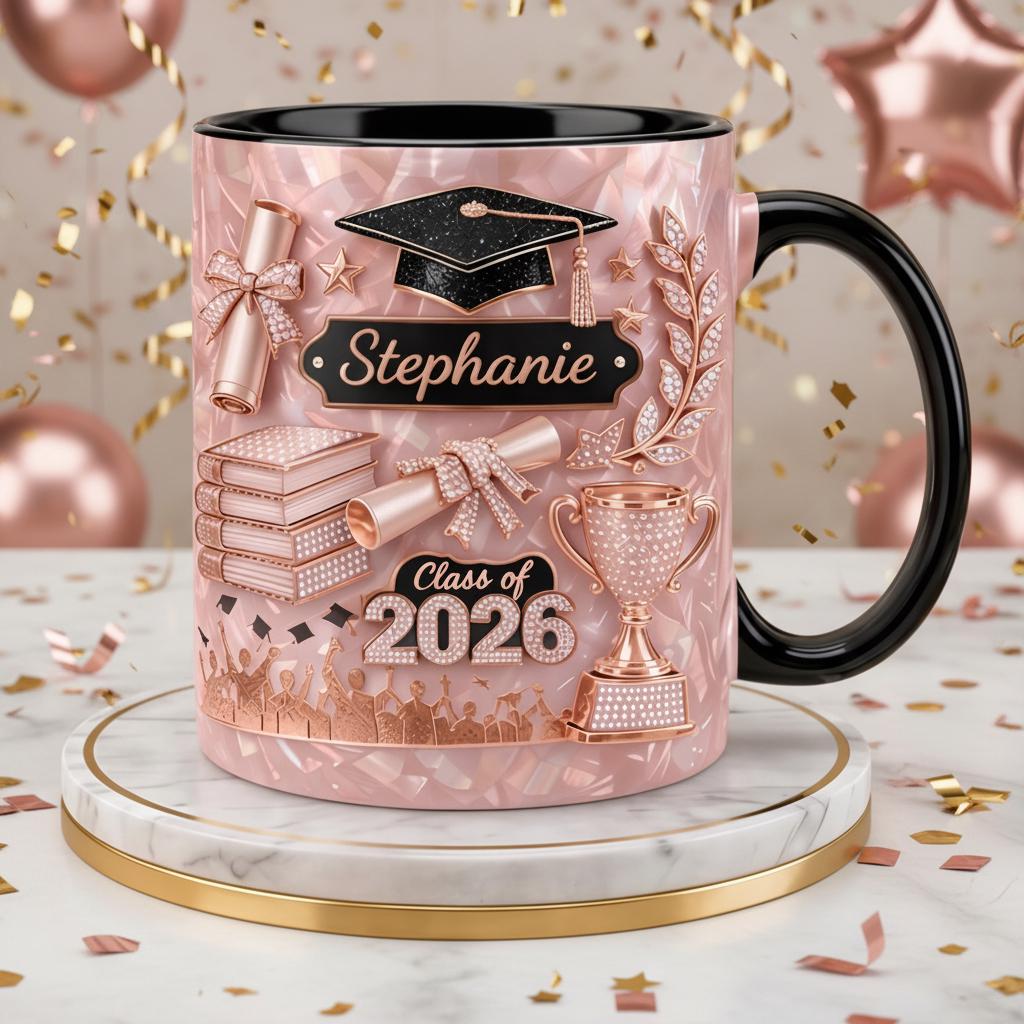 Custom Name Graduation 3D Effect Coffee Mug, Grads Gift For Daughter, Class Of 2026, Senior 2026 Cup, College Graduation Gift for Her