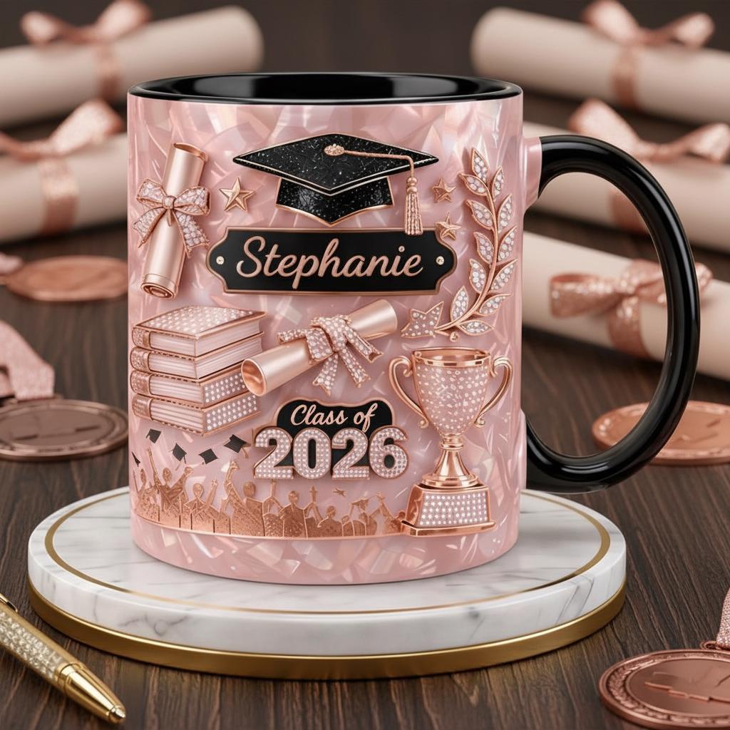 Custom Name Graduation 3D Effect Coffee Mug, Grads Gift For Daughter, Class Of 2026, Senior 2026 Cup, College Graduation Gift for Her