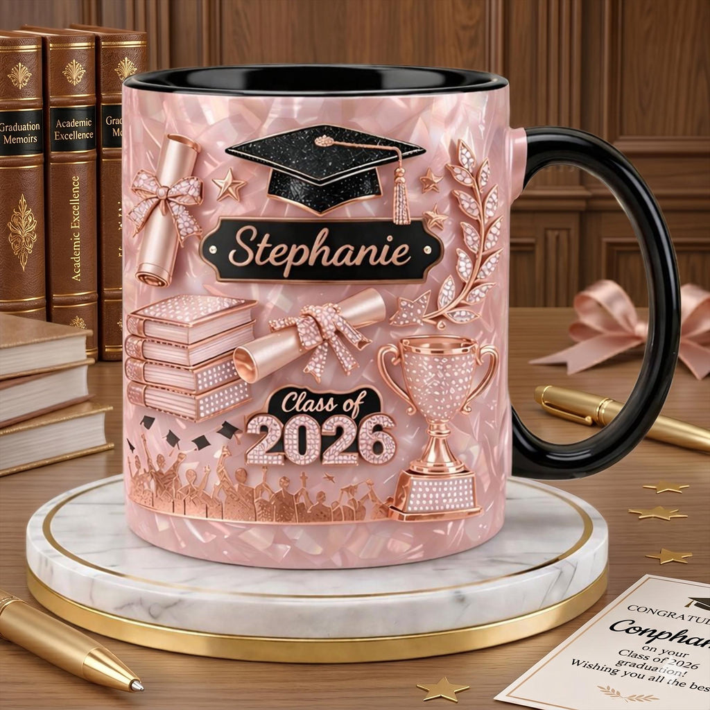 Custom Name Graduation 3D Effect Coffee Mug, Grads Gift For Daughter, Class Of 2026, Senior 2026 Cup, College Graduation Gift for Her