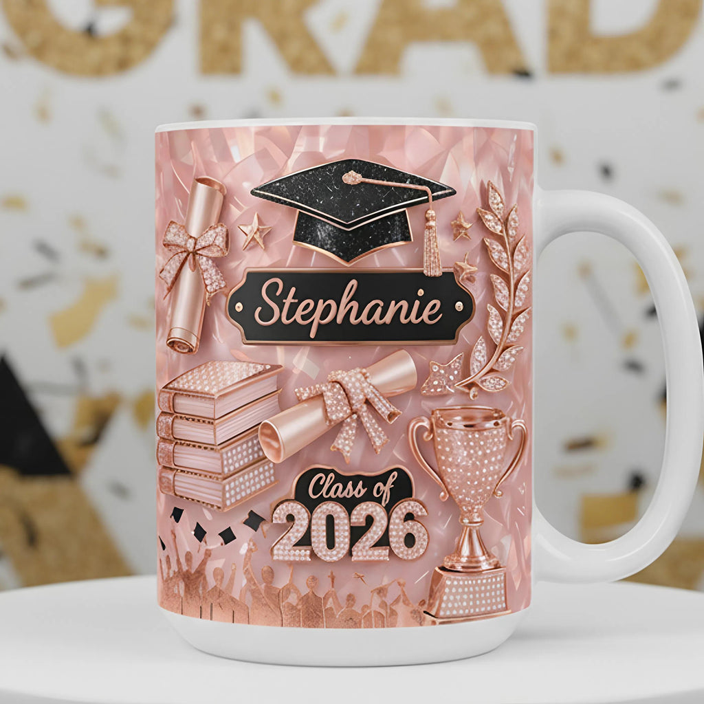 Custom Name Graduation 3D Effect Coffee Mug, Grads Gift For Daughter, Class Of 2026, Senior 2026 Cup, College Graduation Gift for Her
