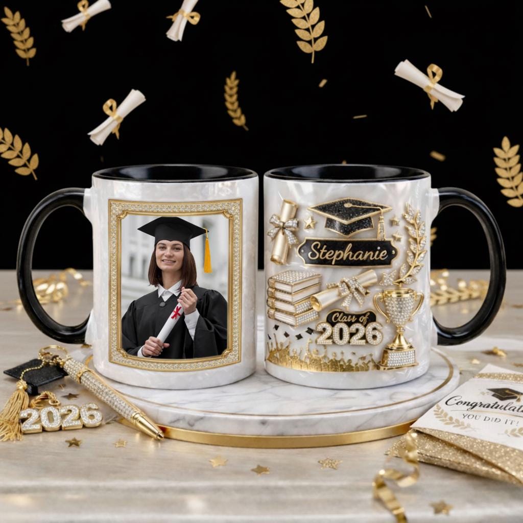 Custom Photo Graduation 3D Effect Coffee Mug, Grads Gift For Daughter From Mom Dad, Class Of 2026, Graduation Mug Gift For Her