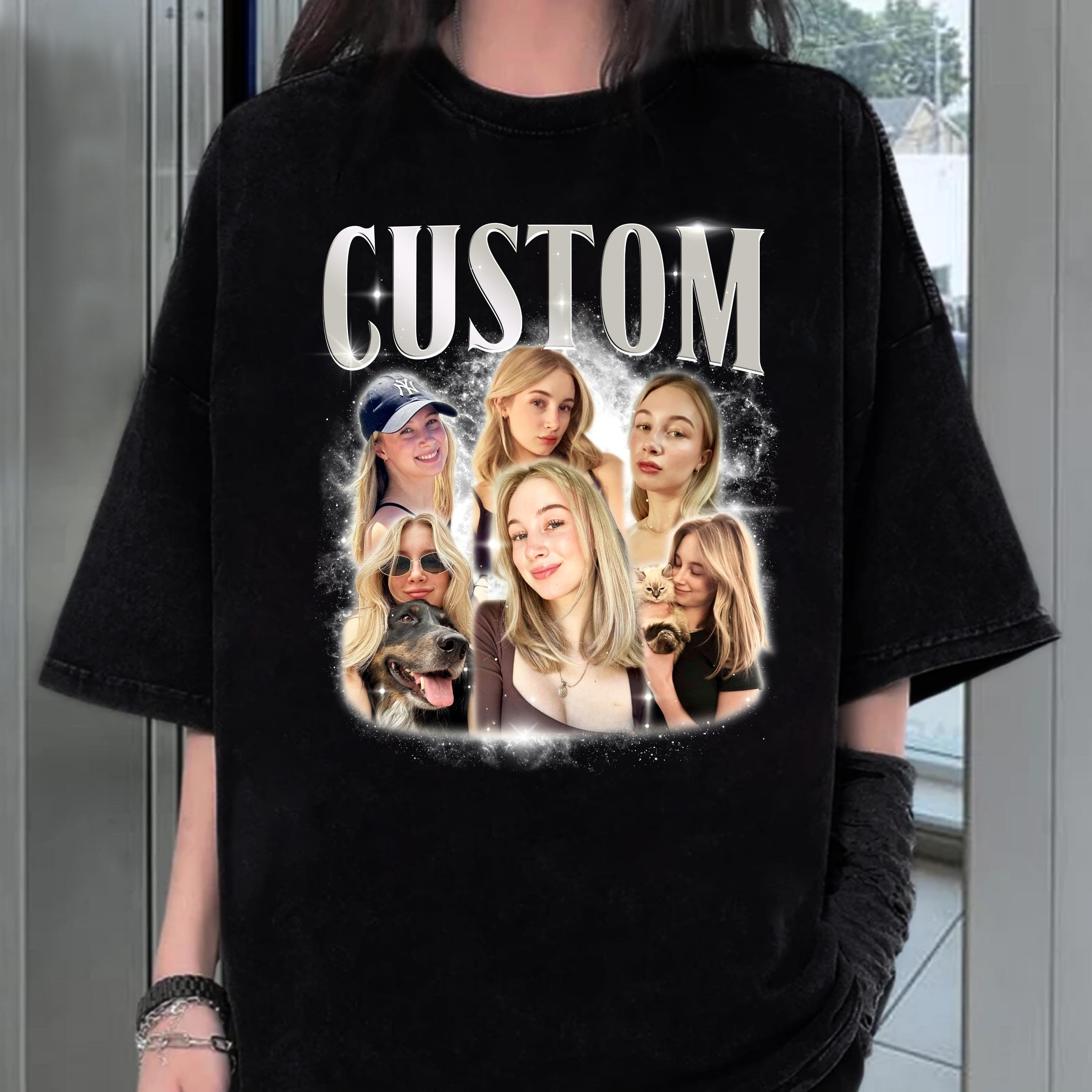 Custom 90s Vintage Bootleg Comfort Color Shirt, Custom Face Shirt, Custom Boyfriend, Girlfriend Tee, Gift For Her