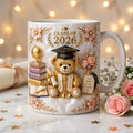 Class of 2026 Teddy Bear Graduation Mug, Floral Quote Keepsake Cup