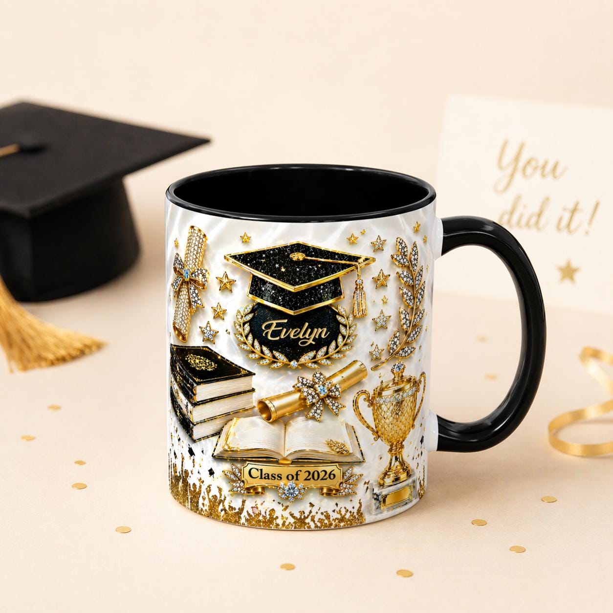 Custom Graduation Mug Class of 2026,Name Grad Coffee Mug,Senior Gift for Her Him,College Graduate Mug Gift For Daughter,Graduation Keepsake