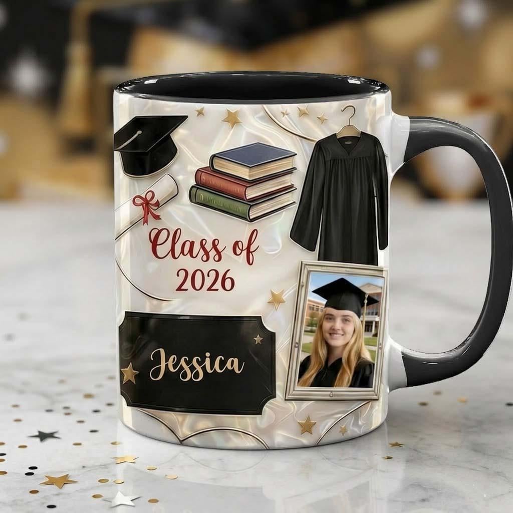 Custom Name Graduation 3D Effect Coffee Mug, Grads Gift For Daughter From Mom Dad, Class Of 2026, Graduation Accent Mug Gift, bJ225d5a